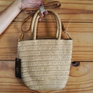 BRAND NEW Crossi New York Woven Straw Bucket Bag Purse